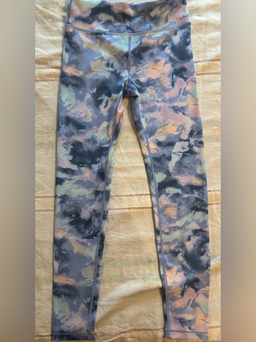 Athleta Girl Pastel Tie-Dye Leggings Pink Blue 12